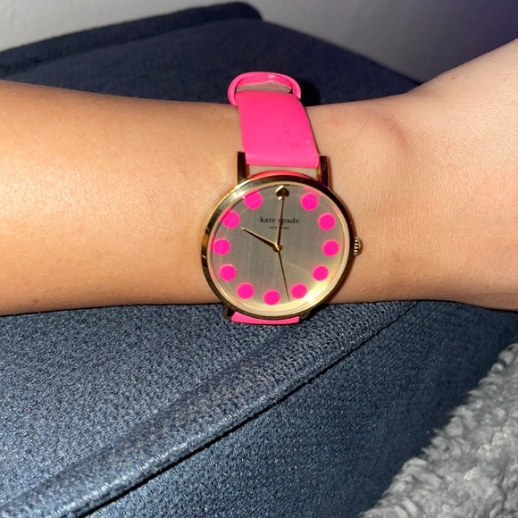 Kate Spade Pink Watch with a gold bezel and metallic face - Picture 2 of 7